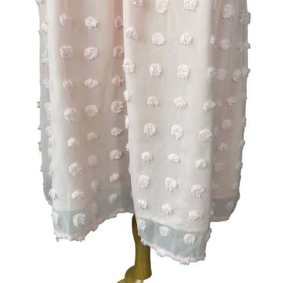 Kirundo Dress Large Pink Pom Texture Fit and Flair Short Sleeves New - Picture 4 of 8